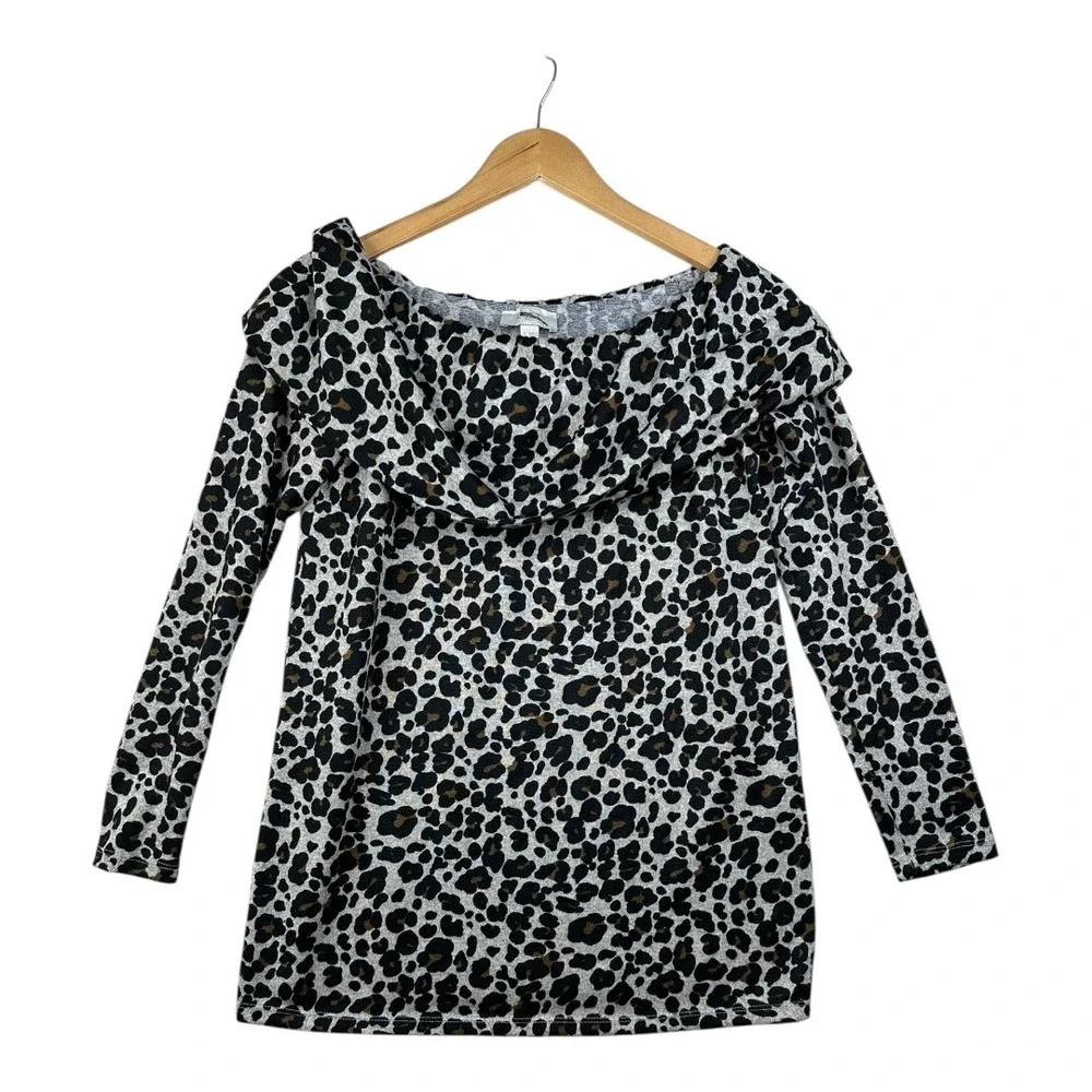 Loft Outlet Off The‎ Shoulder Long Sleeve Blouse size Small Tan/Black